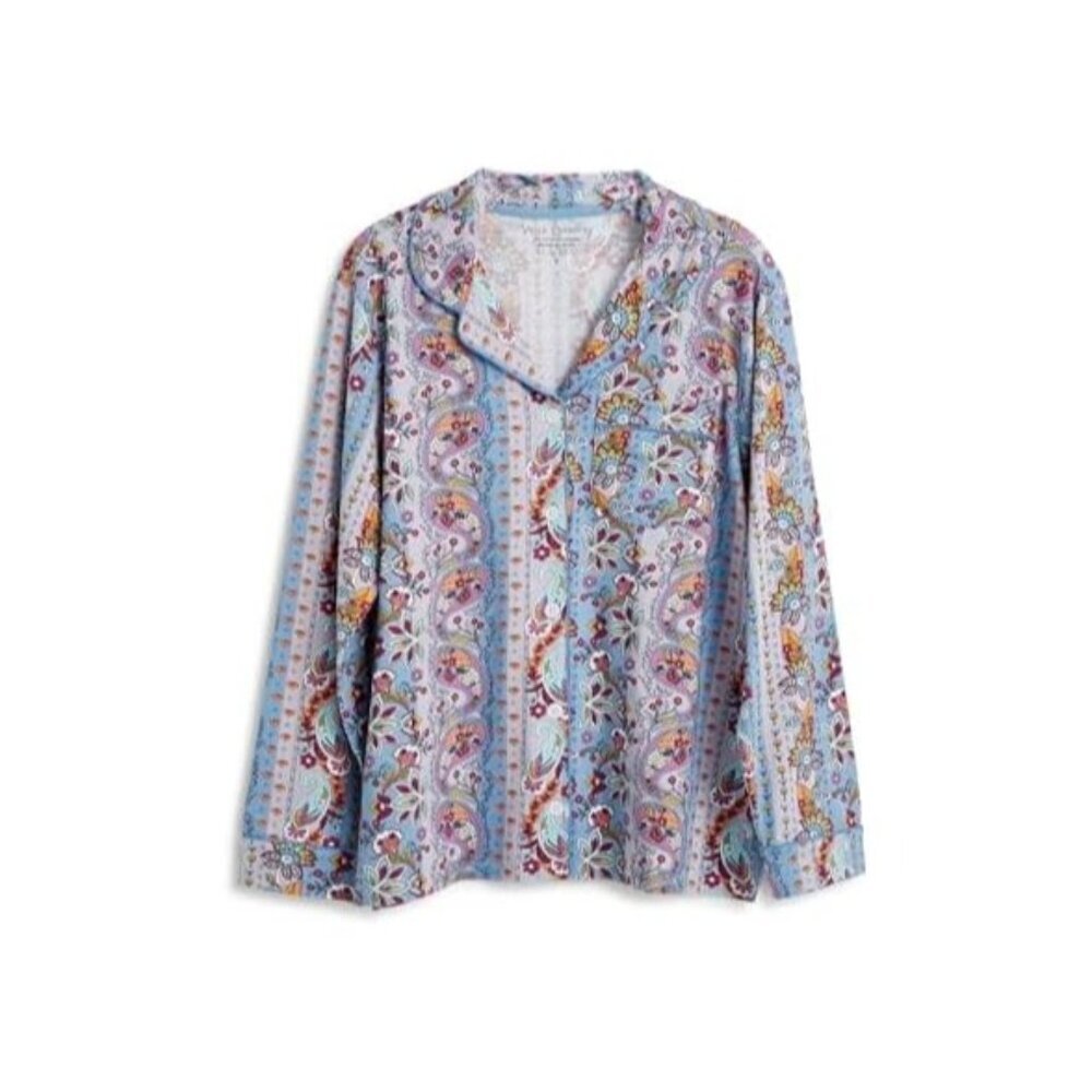 Vera Bradley Womens Shirt Provence Paisley Stripes Size:L NWT